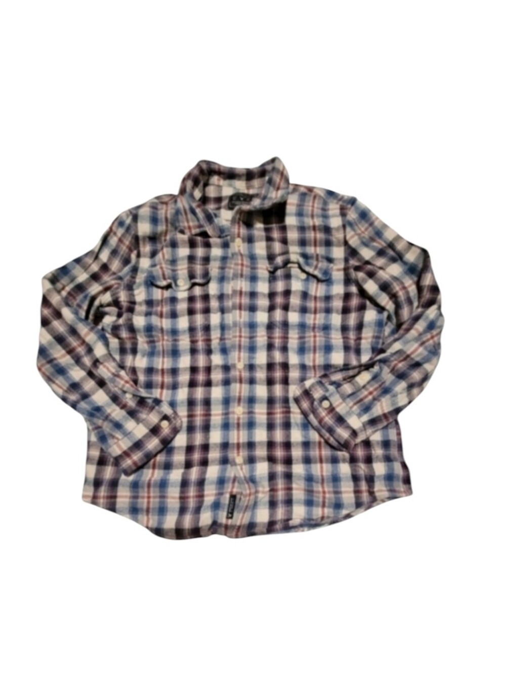 Vintage American Eagle Red Blue Cream Plaid Button Down Flannel Size XXL Mens